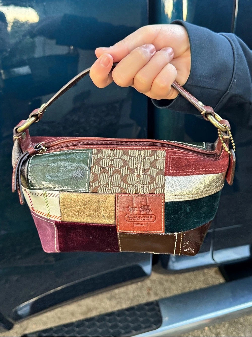 Coach Holiday Patchwork Demi Hobo Multicolor Shoulder Bag - Picture 5 of 16
